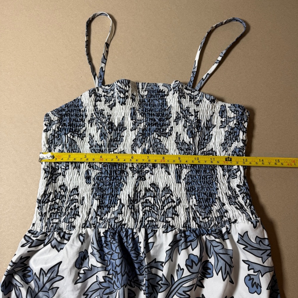 tropical blue and white womens romper size XL pants beach resort wear floral - Picture 9 of 9